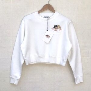 Fiorucci iconic angels squiggle cropped white sweatshirt